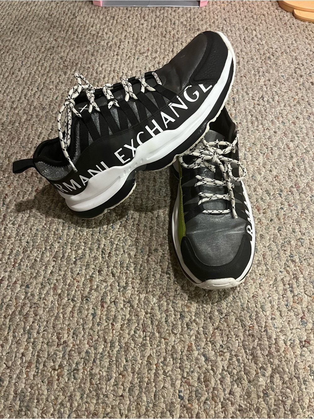 Armani Exchange Black and White Logo Sneakers men’s size 10